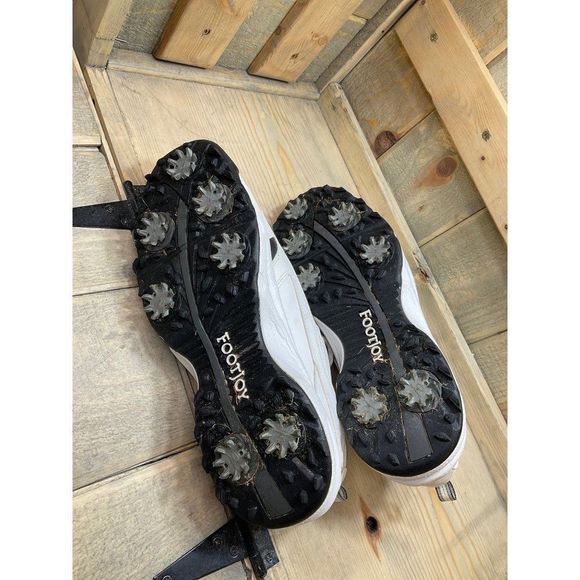 FOOTJOY Golf Shoes 9M GreenJoys 45439 Men's White Leather Soft Spike Cleats - Picture 7 of 7